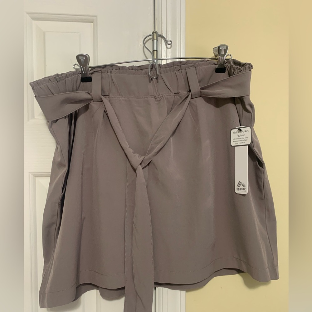 RBX Dusty Mauve Paperbag Waist Skort with Tie Belt